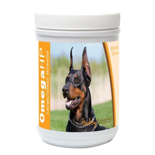 Healthy Breeds 840235106418 Doberman Pinscher Omega HP Fatty Acid Skin & Coat Support Soft Chews; 90 Count - Black 840235106418 - main